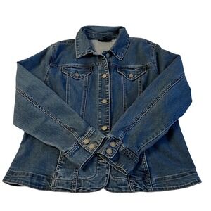 Charter Club Womens Denim Jacket Blue Classic Fit Button Front Size‎ XL